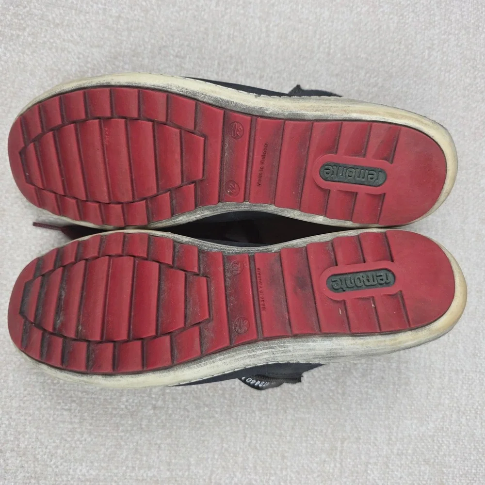 Remonte Tex Womens Leather High Top Sneakers Side Zip Boots Red Sole Size 42